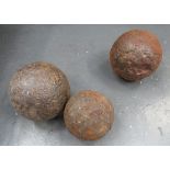 Three Various 19th Century Cannon Balls