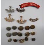 Selection of Royal Sussex Regiment Titles and Buttons