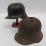 Two Imperial German Excavated Steel Helmets