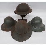 Four Various WW2 Steel Helmets