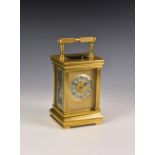 A large 19th century French gilt brass repeating carriage clock, possibly by Couaillet of Saint-