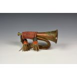 A copper and brass Ontario Regiment bugle and tassel, * Condition: A Few small dents, needs