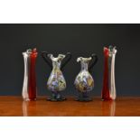 A Venetian Murano glass millefiori vase, early 20th century, baluster form with wavy rim and