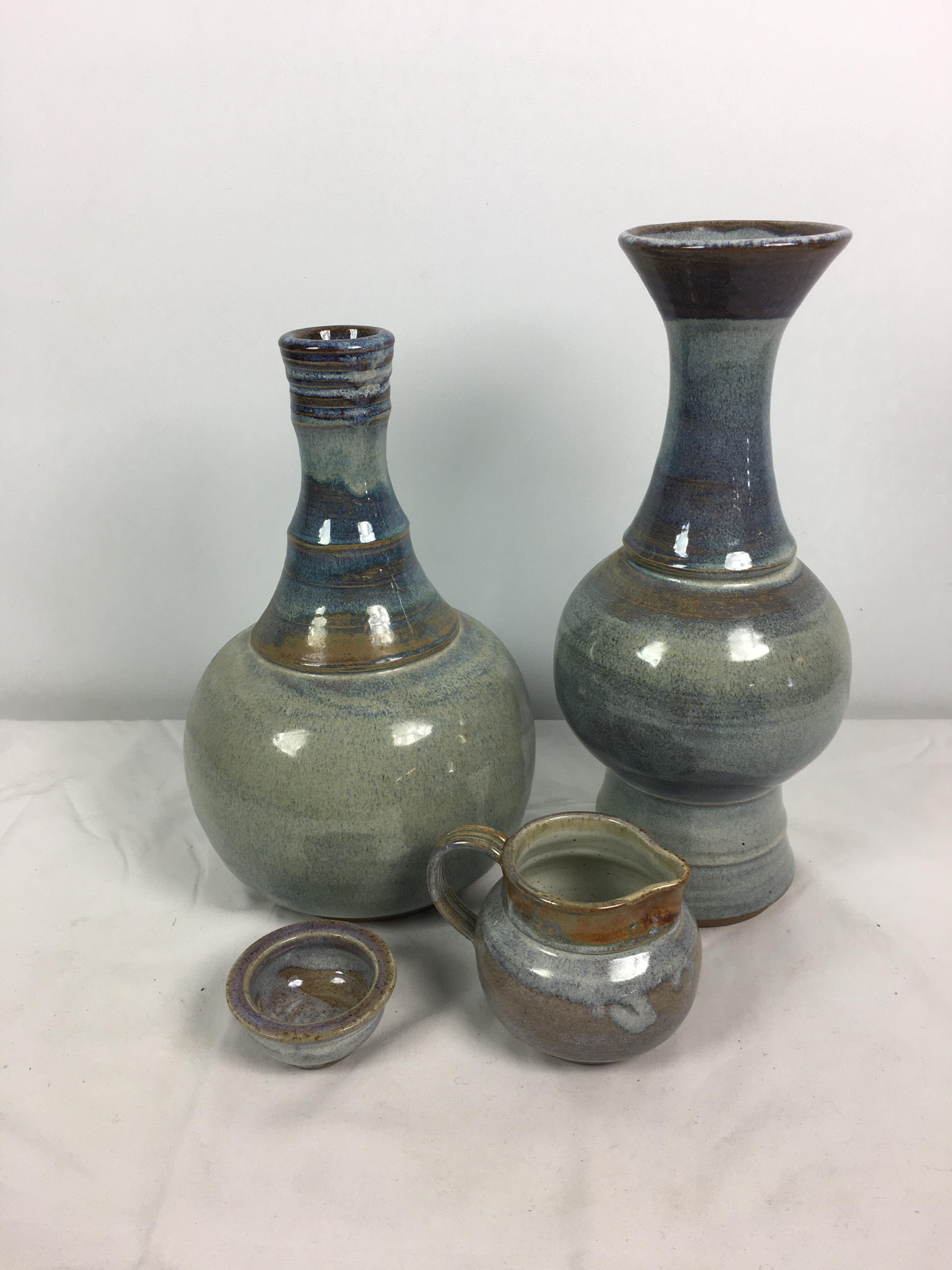 Two Guernsey Pottery vases, the first of bottle form with elongated neck, decorated in shades of - Image 2 of 12