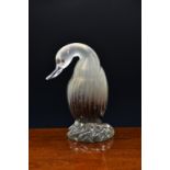 A large and heavy vintage Murano glass duck, 1930s-50s, probably Alfredo Barbini, the duck in