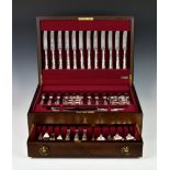 A canteen of Thomas Ward & Sons ' Wardonia ' silver plated flatware in fitted mahogany case, in