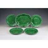 A set of six 19th century cabbage leaf plates by Wedgwood, impressed marks to bases, each