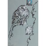 Felix Topolski R.A. (British, 1907-1989), Snowy Owl, Jersey Zoo mixed media on toned laid paper,