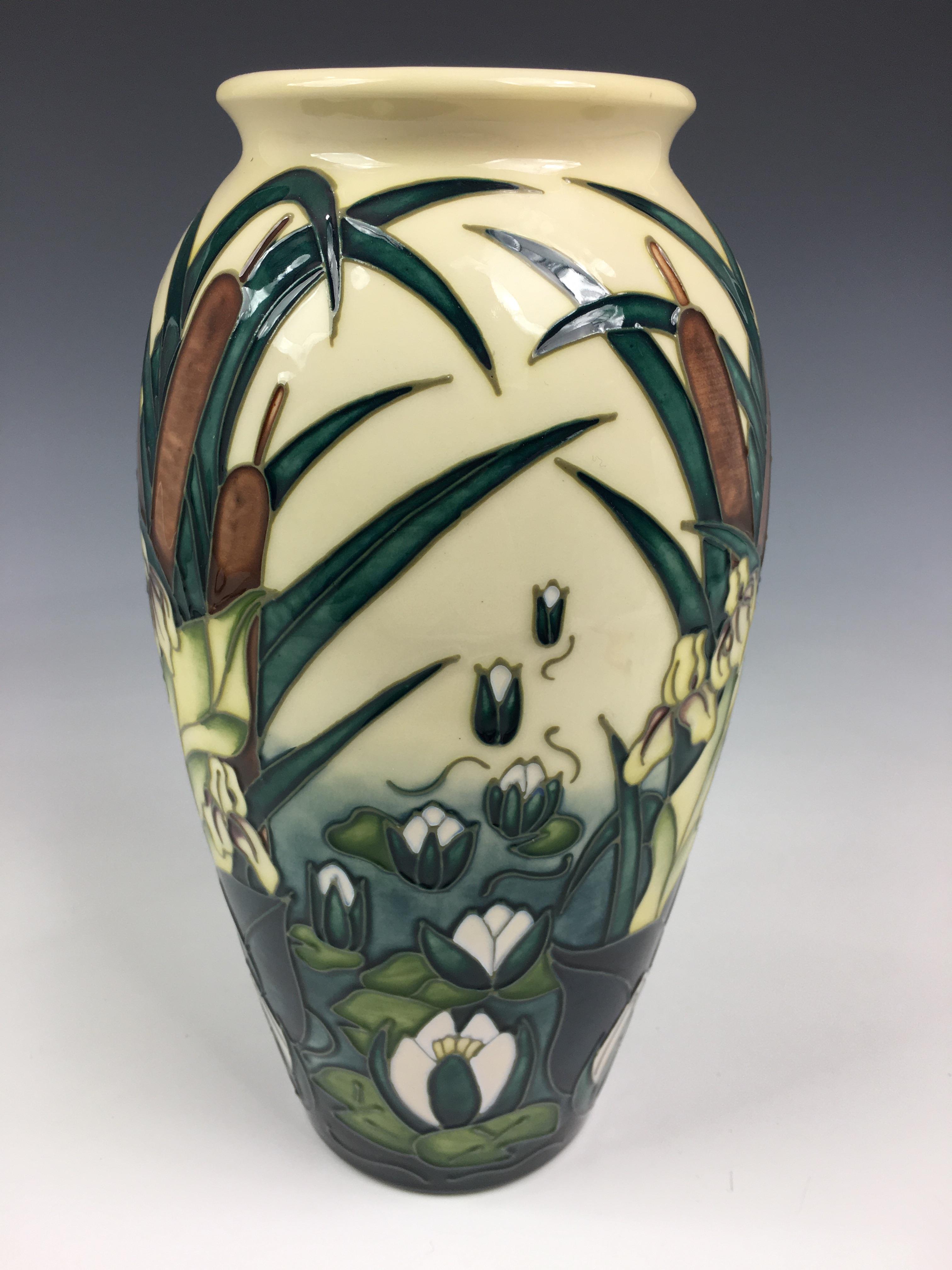 A Moorcroft Pottery 'Lamia' pattern vase, of slender ovoid form, tubeline decorated in the Lamia - Image 3 of 6