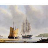 Tim Franklin Ross Thompson (British, b.1951), Ships at low tide, Havelet Bay, St Peter Port,