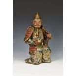 An antique Chinese glazed stoneware figure of a Samurai warrior, possibly Shiwan, 19th century,