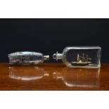 A 19th century ship in a bottle, the three masted steamship in a late 18th / early 19th century four