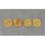 Four Edwardian gold half sovereigns, dated 1902, 1903 and two 1910. (4)