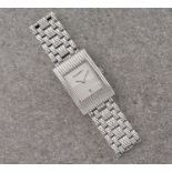 A ladies Boucheron Reflet stainless steel wrist watch, no. AH 33839, with 23.5mm. fluted rectangular