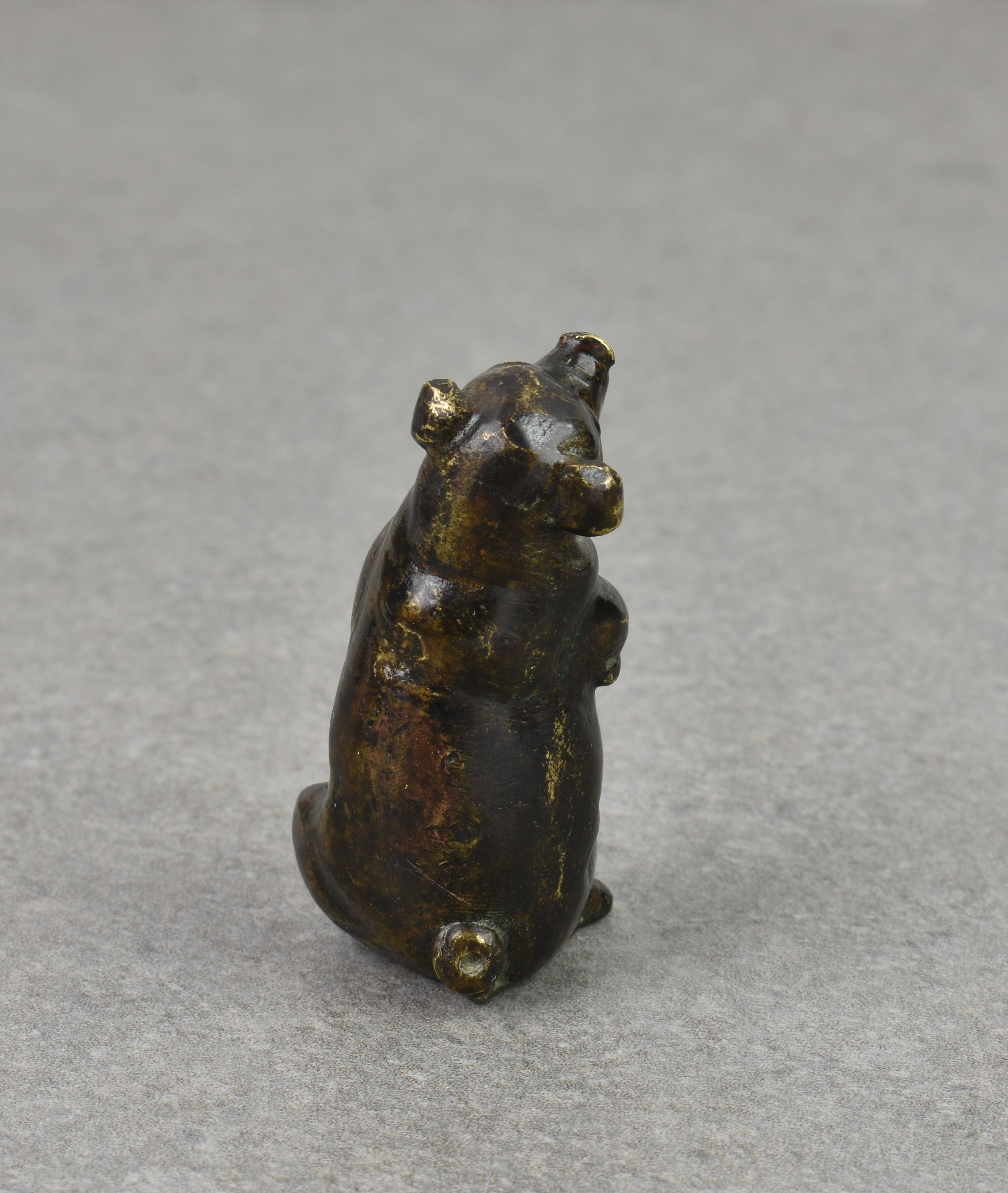 A miniature patinated bronze seated pig, probably early 20th century, the seated pig with a very - Image 3 of 3