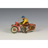 A scarce Tippco Tinplate Motorcycle TCO-59 number plate, red, with tin printed detail including