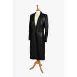 A ladies Paul Costelloe Dressage black leather coat, UK size 10, three quarter length, with single