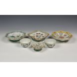 Three Chinese Famille Rose porcelain footed dishes, each having Tongzhi (1862-1874) seal marks to