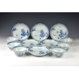 A set of six Chinese porcelain blue and white large tea bowls and saucers from the Nanking Cargo,