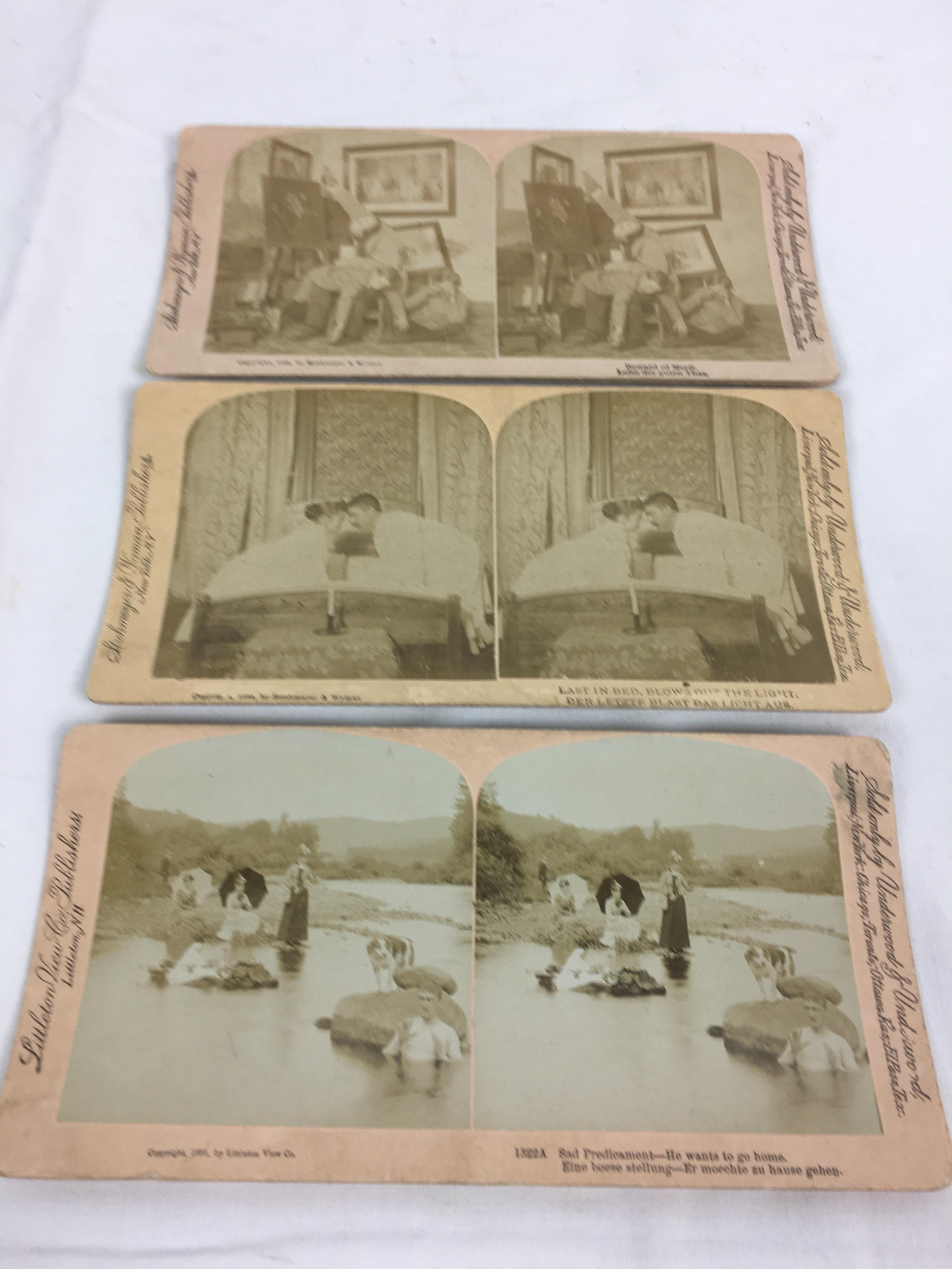 A stereoscopic viewer and quantity of cards, to include many comical scenes comprising of five by - Image 8 of 11