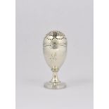 A George III silver pedestal bun top pepperette, London, 1803, maker's mark indistinct, of egg cup