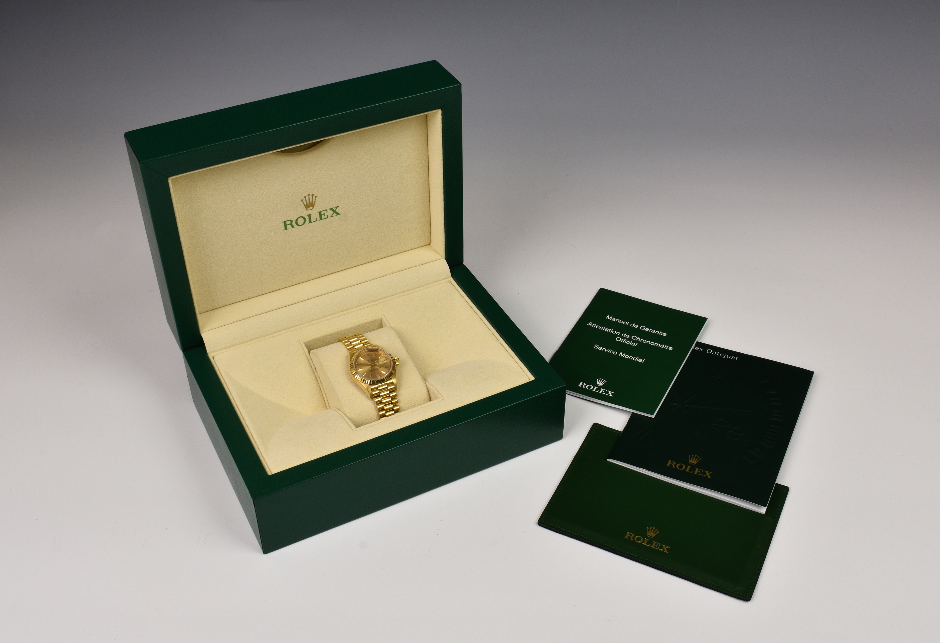A ladies 18ct gold Rolex Oyster Perpetual Datejust automatic wristwatch, the 25mm. case with - Image 2 of 2