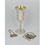 An Elizabeth II silver wine goblet, A T Cannon Ltd, Birmingham, 1979, of typical form with gilt