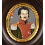 A French portrait miniature of a military officer, probably early 20th century, watercolour on