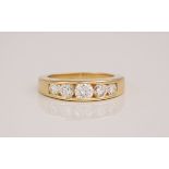 An 18ct yellow gold dress ring, inset with 5 very good brilliant cut diamonds, totalling