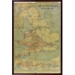 Railwayana - GWR - Great Western Railway - Framed system map of GREAT WESTERN RAILWAY AND