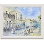 Neville Le Ray (Guernsey, b.1939), "Market Square, St Peter Port", Guernsey watercolour, signed