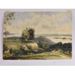 English School (early to mid 19th century), A Figure resting in an Extensive Lakeland Landscape,