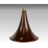 A rare HMV laminated panelled mahogany spear tip gramophone horn, early 20th century, having