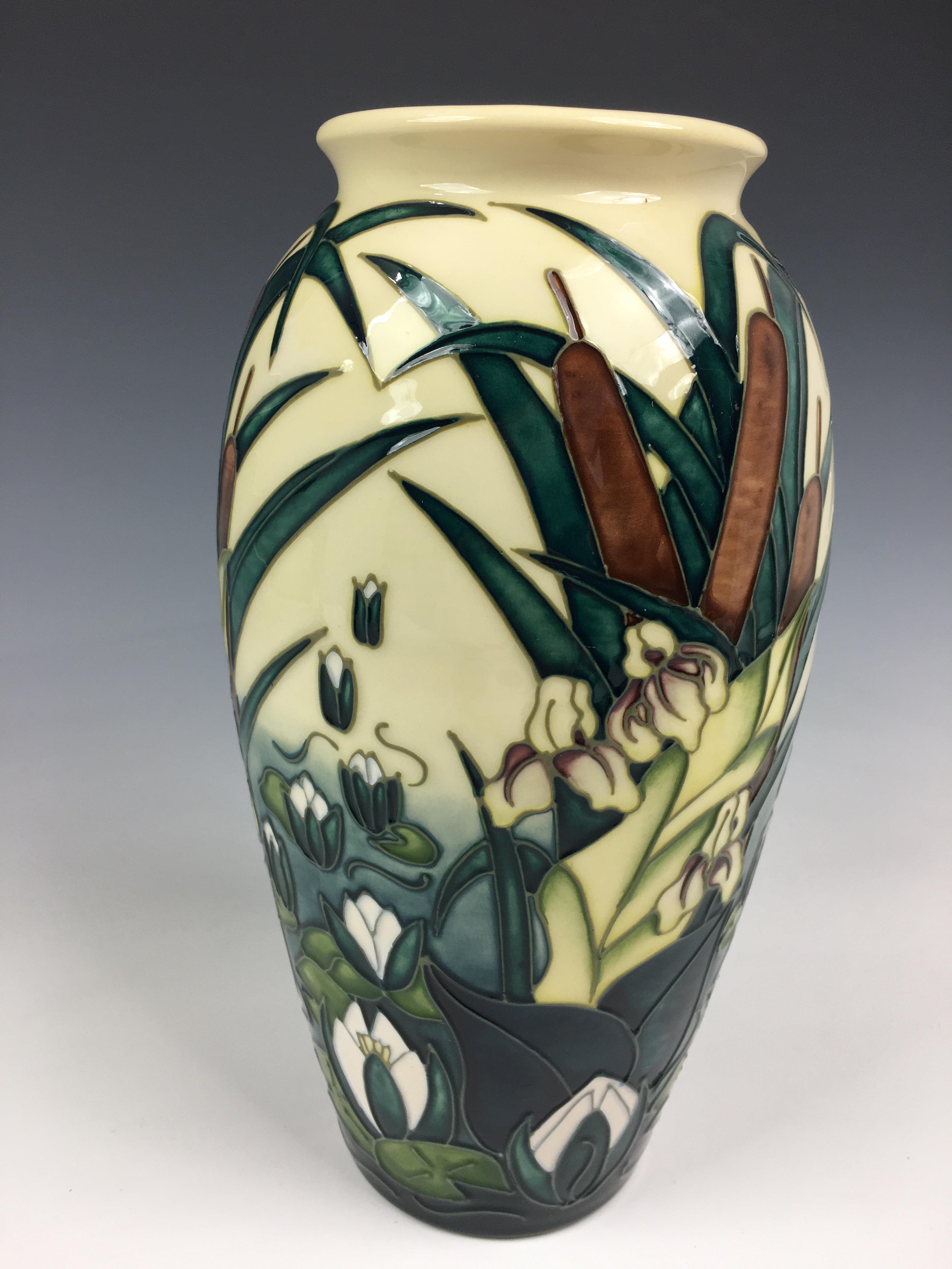 A Moorcroft Pottery 'Lamia' pattern vase, of slender ovoid form, tubeline decorated in the Lamia - Image 4 of 6