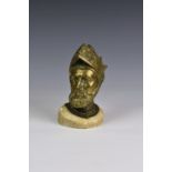 A 19th century polished bronze bust of a king, the bearded king wearing an ornate heavily embossed