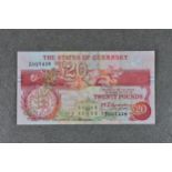 BRITISH BANKNOTE - Guernsey replacement twenty pound, c. 1980, Signatory M. J. Brown, serial