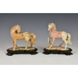 Two Chinese carved soapstone figures of horses, 18th / 19th century, both finely carved, one in