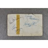 THE BEATLES - An early full set of hand signed autographs on the reverse of a Parlophone Records
