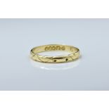 A Victorian 22ct gold wedding band by John Le Gallias, Jersey, maker's mark struck once, c. 1846-
