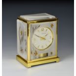 A Jaeger-le-Coultre Atmos Aquarium clock, the gilt brass case glazed with opaque perspex panels