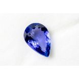 A 3.34ct mixed pear cut tanzanite, accompanied by a certificate from the Canadian Gemological &