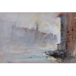 Tony Allain (British, b.1949), San Giorgio Maggiore in the morning mist, Venice pastel on tinted