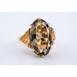 A 9ct gold and smoky quartz dress ring, size L.