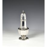 A George VI silver sugar caster, maker's marked rubbed, probably William Adams Ltd, Birmingham 1945,