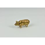 A very rare & unusual antique novelty pig figural lipstick holder, the shaft slides out to reveal