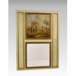 A Louis XVI style trumeau, late 19th / early 20th century, the rectangular mirror plate within a