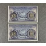 BRITISH BANKNOTES - The States of Guernsey - Five Pounds - consecutive pair, c. 1969, Signatory C.