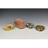 NATURAL HISTORY - Four mineral boulders / clusters, comprising of a Crystal Geode within sandy