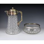 A George V silver mounted cut crystal glass trifle bowl, Richard Richardson, Sheffield, 1911, of