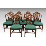 A set of ten George III style Hepplewhite mahogany dining chairs, late 20th century, by Frank Hudson